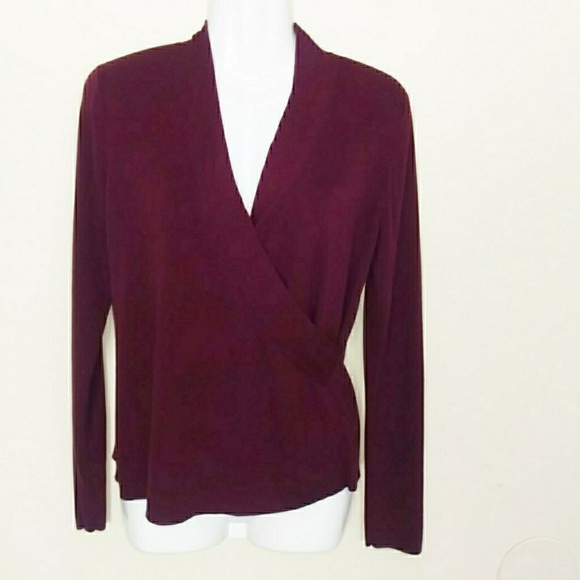 Ann Taylor Tops - Ann Taylor burgundy wrap sweater